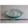 Image 1 : Pyrex Turquoise Snowflake #063 Divided Dish with Lid