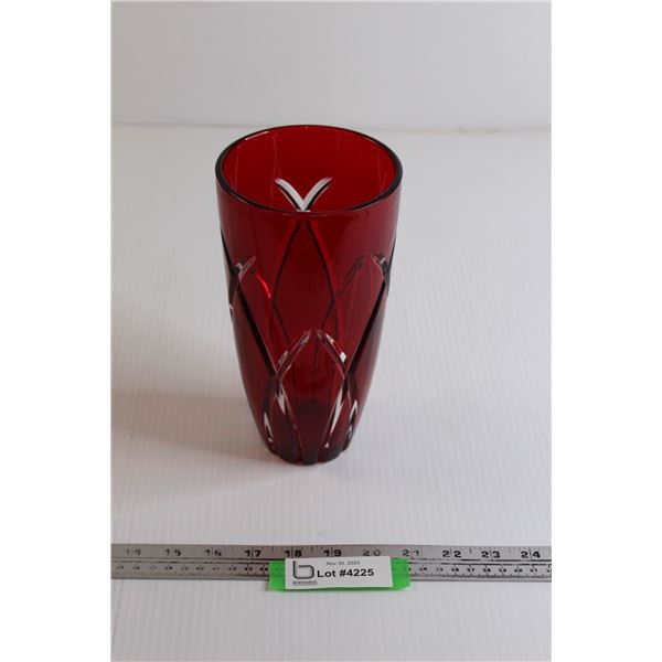 8 1/2" Ruby Red Glass Vase