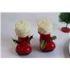 Image 4 : (2) Santa Boot Candles, Tree Decoration, Angel Candleholder, Leaf Serving Tray