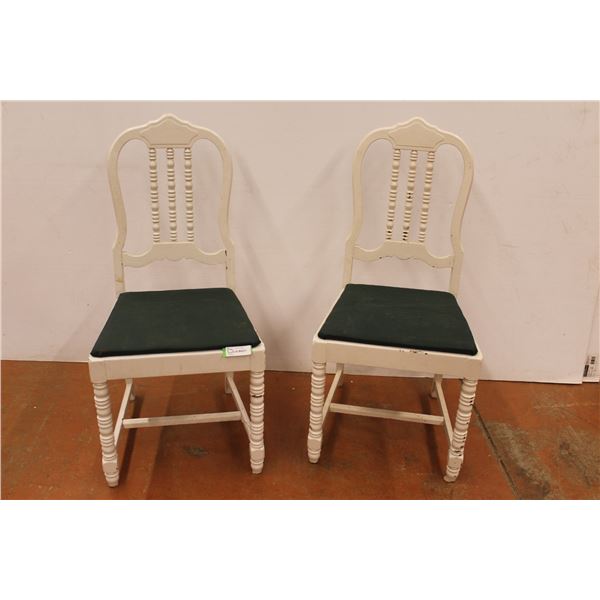 * Pair of Padded Wooden Chairs - Has Stains, Cracked Wood
