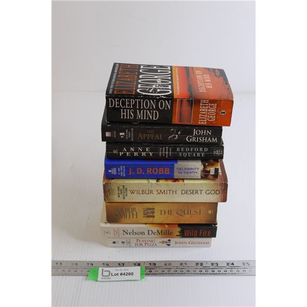 (8) Books - John Grisham, Elizabeth George, Wilbur Smith