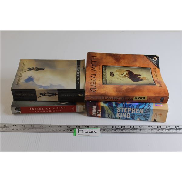 (4) Books - Classical Myth, A Fine Balance, Inside of a Dog, Duma Key