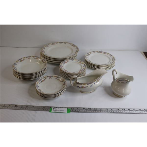 Vintage Falcona 39-Piece Dish Set Including Gravy Boat and Creamer