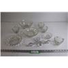 Image 1 : Collection of (9) Clear Glass Pieces - Bowls, Divided Dish, Candleholder, Depression Glass