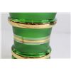 Image 3 : Vintage Green Glass Vase with Gold Accents - Chipped