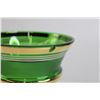 Image 6 : Vintage Green Glass Vase with Gold Accents - Chipped