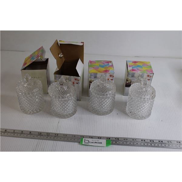 (4) Matching Glass Candy Dishes in Boxes