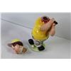 Image 4 : Leather Wrapped Decanter/Bottle - Ceramic Golfer Decanter - Glass w/Bell on Handle