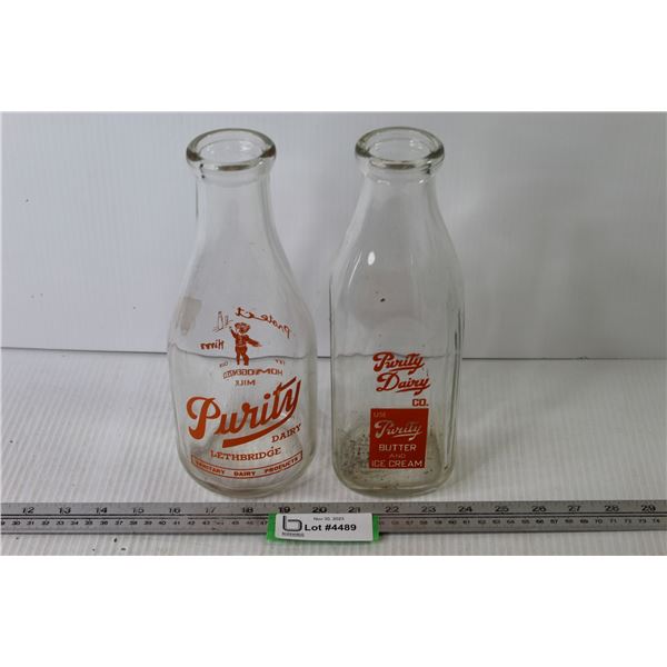(2) Purity Vintage Milk Bottles