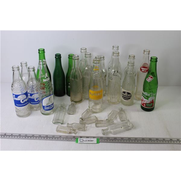 Soda Bottles - Mission - Crush - 7-up - Double Cola - Sun Crest - Starlite - Medicine Bottles