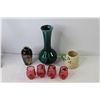 Image 7 : Porceval Statue (repaired) - Baptism Certificate Holder - Vases - Small Glasses - Small Dishes