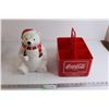 Image 1 : Coca-Cola 6-Bottle Case, Coca-Cola Christmas Polar Bear Cookie Jar - Has Hairline Crack and Chip o