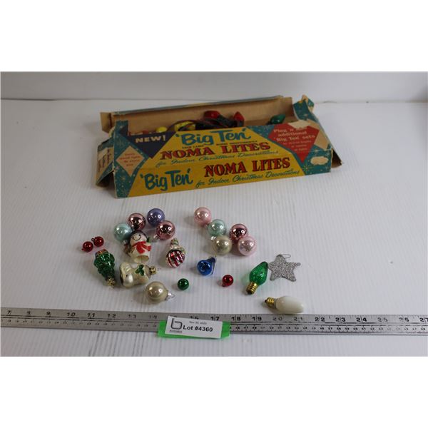 Vintage 'Big Ten' Noma Lites - Untested, (10+) Assorted Small Ornaments