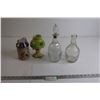 Image 1 : (2) Glass Decanters, Good Housekeeping Cream Can, Lady Hat Tea Light Shade