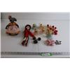 Image 1 : Crochet Mouse, Crochet Clown with Hard Head, (5) Fairy Decorations, (10+) Christmas Baubles, (2) Bow