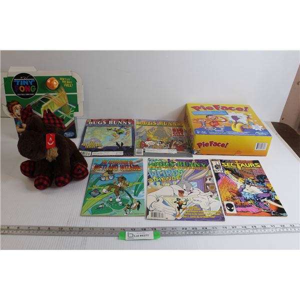 Aurora Lumberjack Moose, Pie Face! Game, Tiny Pong Game - Sealed, (3) Bugs Bunny Comics, The Adventu