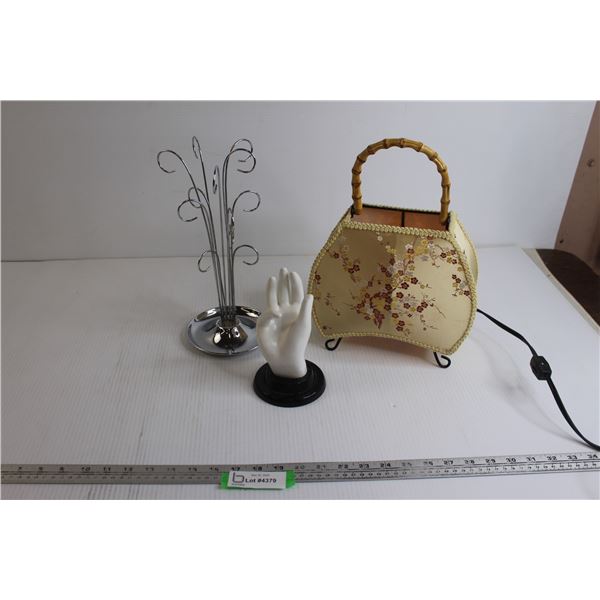 (2) Jewelry Holders, Handbag-Themed Lamp - Works