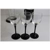 Image 5 : (3) Black and Clear Wine Glasses, Large PGI Mug, Vase with Base