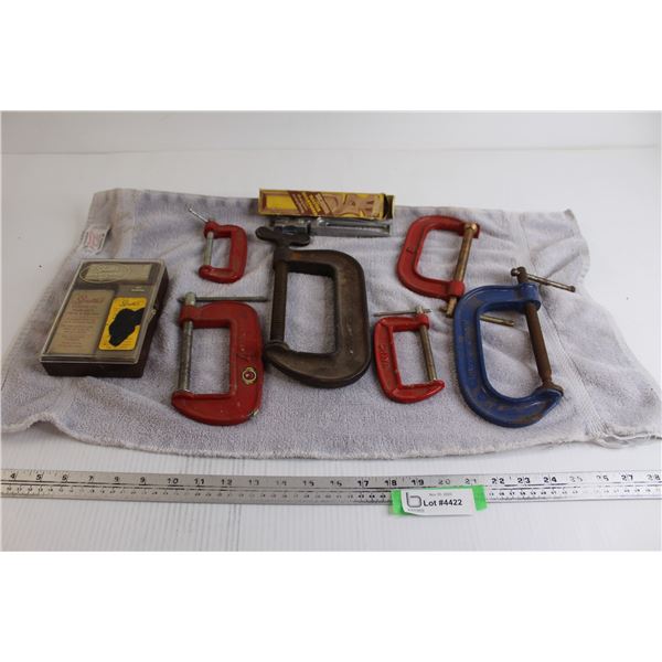 (6) C-Clamps, Smith's Sharpening Kit, SelecTool Master Sharpener