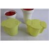 Image 3 : (4) Tupperware Cream and Sugar Sets, (1) Extra Tupperware Lid