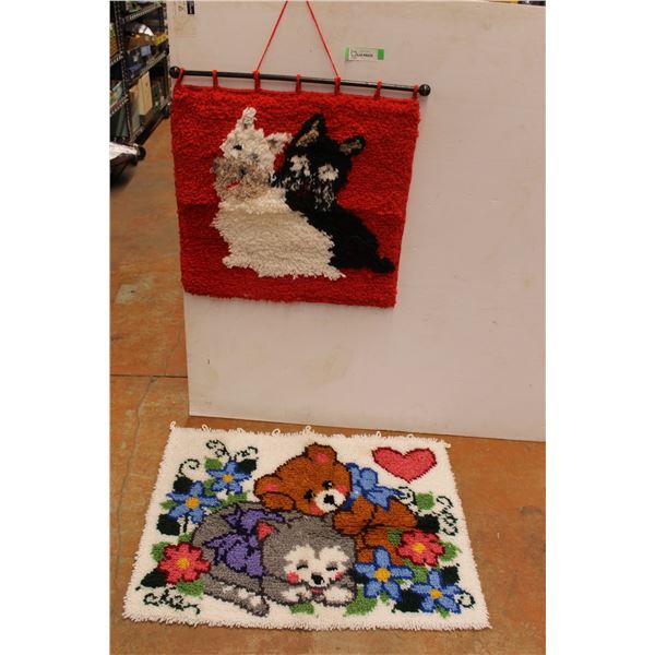 Scottish Terrier Wall Hanging - 33" x 24", Teddy Bear and Cat Rug - 22" x 23 1/2"