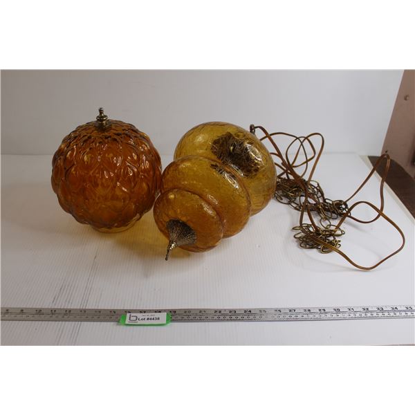 Amber Glass Globe for Lamp, Amber Glass Swag Lamp - Untested