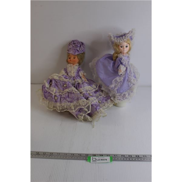 (2) Dolls with Purple Dresses - (1) is Purple