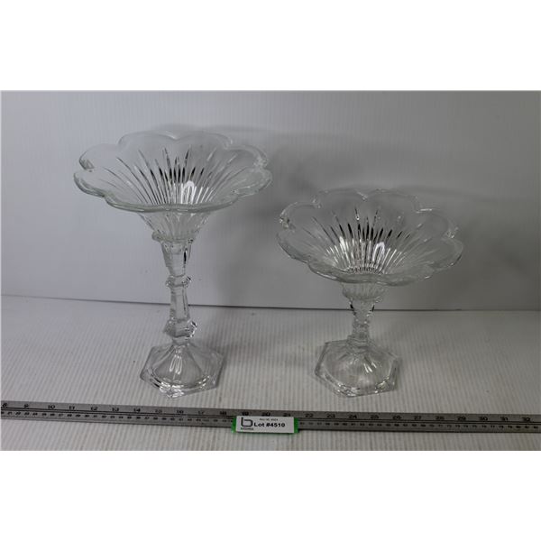 (2) Crystal Pedestal Dishes