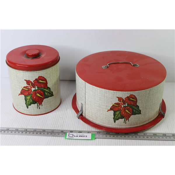 Vintage Decoware Cake Tin & Canister Tin