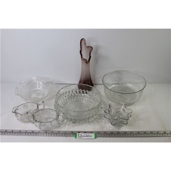 Glass Bowls - Candle Holders - Creamer & Sugar Bowl - Glass Vase