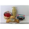 Image 1 : Oriental Resin Statue - Wooden Battery Operated Clock (working - Vintage Salt & Pepper Flower Cart (