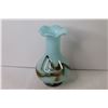 Image 2 : Glass Swirl Vase - (2) Ceramic Flower Candle Holders
