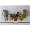 Image 1 : (2) Horse Perfume Bottles - Wooden Bird - Tall Cups - Ceramic Cat & Dog Ornaments