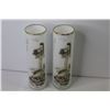 Image 8 : Vintage Leaf Dish - (2) Metal Candle Holders - (2) Tall Glasses - Ornaments