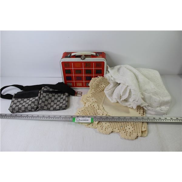 Gucci Fanny Pack - Vintage Metal Plaid Lunch Box - (2) Table Covers