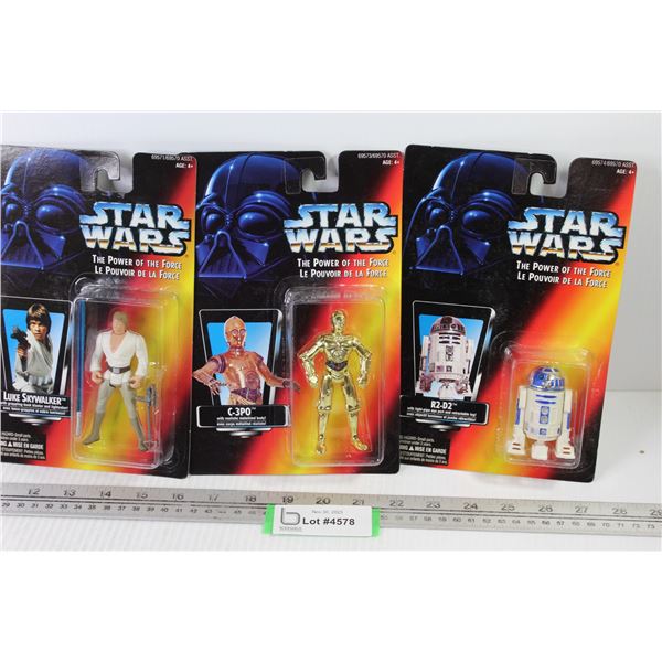 (3) Star Wars Action Figures - Luke Sky Walker - C-3PO - R2-D2 (NIB)