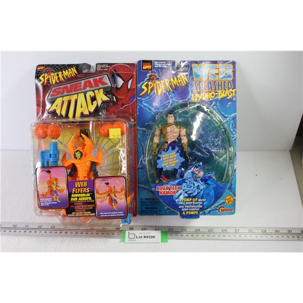 (2) Marvel Comics Action Figures - Aqua Tech Namor - Web Flyers (NIB)