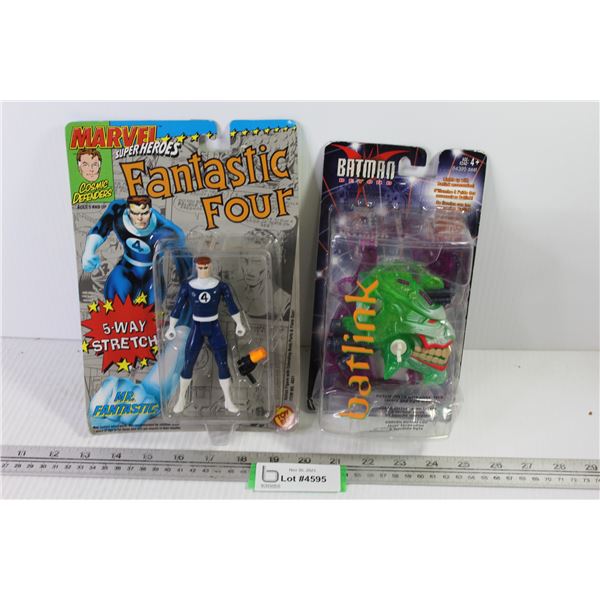 (2) Action Figures - Batman Batlink - Marvel Mr. Fantastic (NIB)