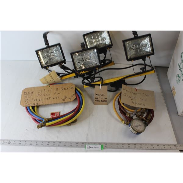 (2) Work Lights - Working, Set of 3 Quick Set Refrigeration Hoses, Refrigeration Gauge & Hoses