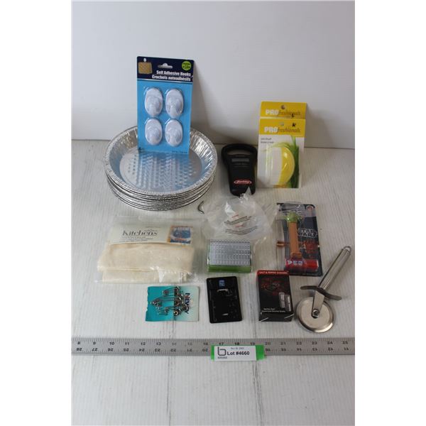 Assorted Housewares - Adhesive Hooks, Berkley Scale, Salt & Pepper Shakers, Star Wars Pez Dispenser,