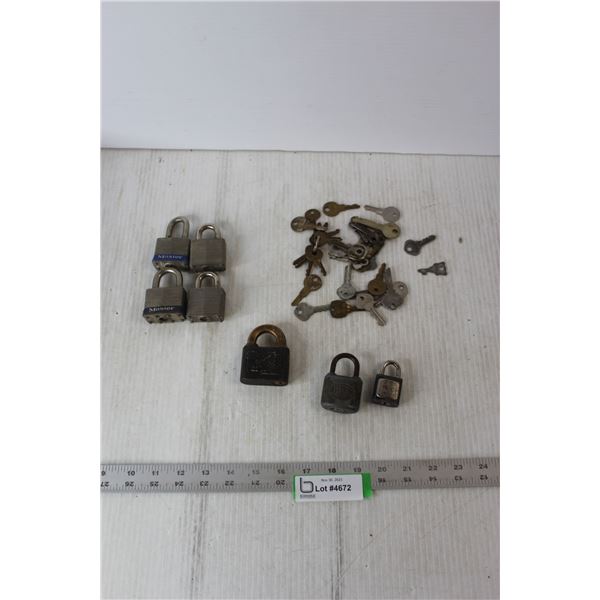 Vintage Keys, Padlocks, Slaymaker Padlock, Corbin Padlock, Walsco Padlock
