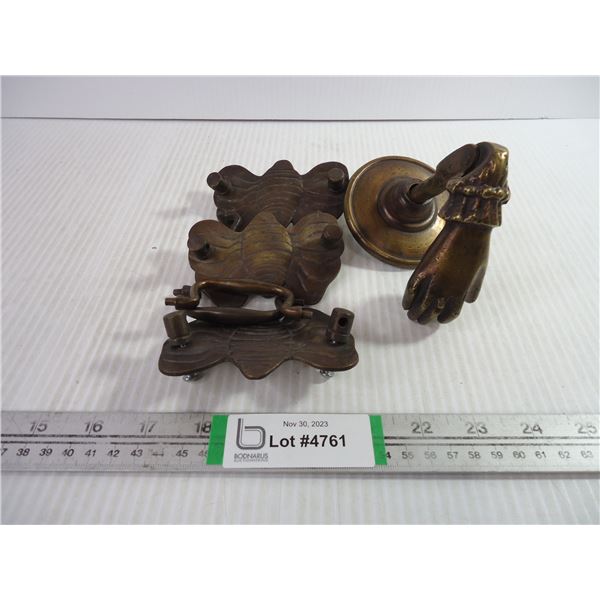(3) Brass Drawer Pulls + Brass Door Knocker