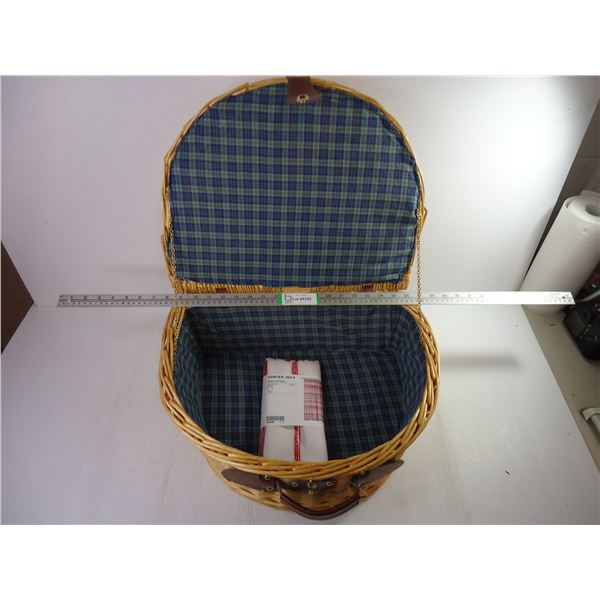 Wicker Picnic Basket and Shower Curtain