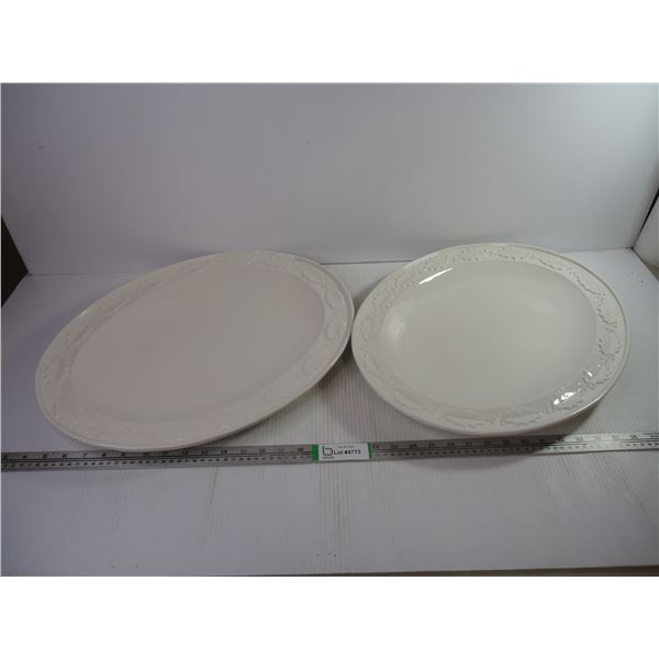 (2) Large Christmas Turkey Platters