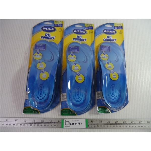 (3) Dr.Scholls Insoles for Men Size 8 to 12