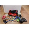 Image 1 : *(3) Pairs of Scuba Flippers, Nike Tote Bag, Assorted Scuba Accessories