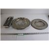 Image 1 : (2) Pewter Plates, Aluminum Ice Tray