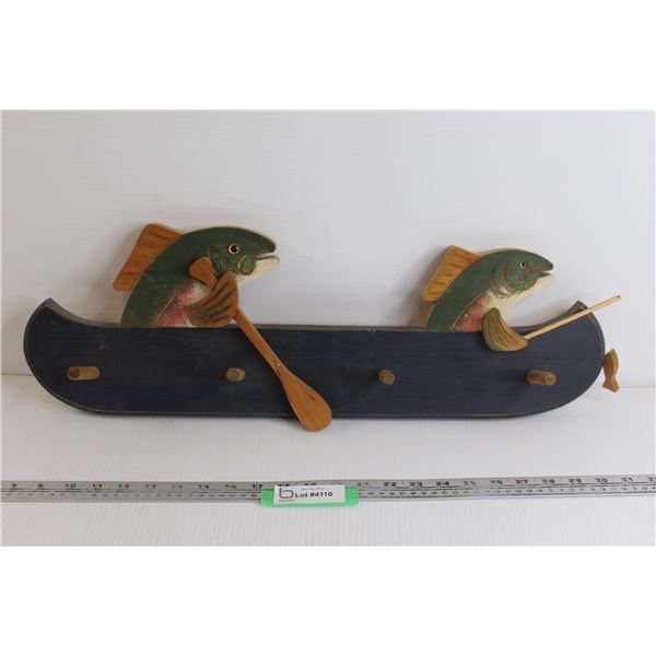 Wooden Fish Rack Decoration - 24" x 8"