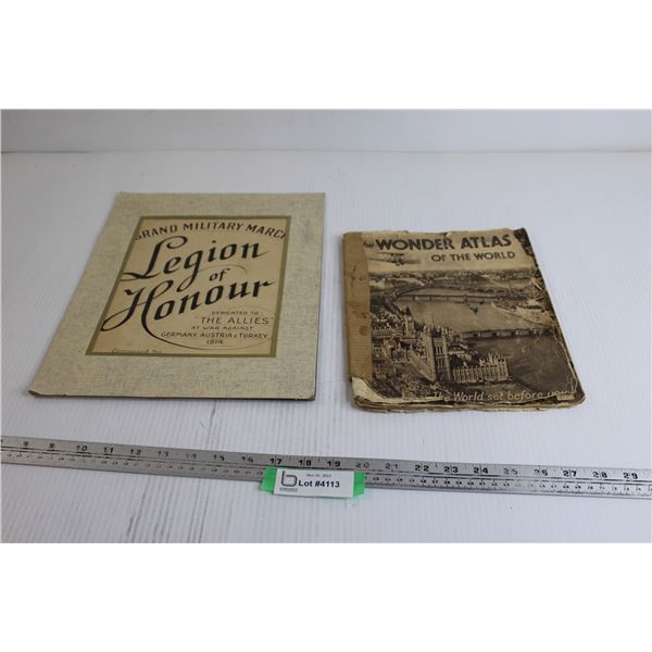 Grand Military March Wall Piece - 11" x 14", The Wonder Atlas of the World Booklet - As Is