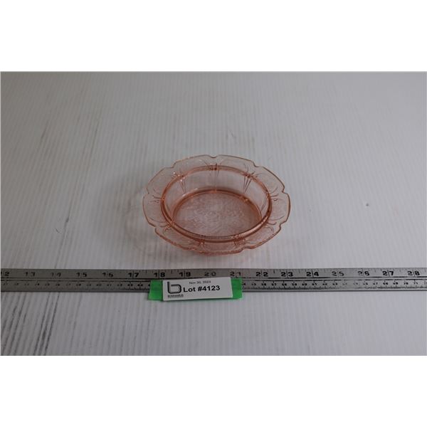 Pink Depression Glass "Cherry Blossom" Butter Dish - No Lid
